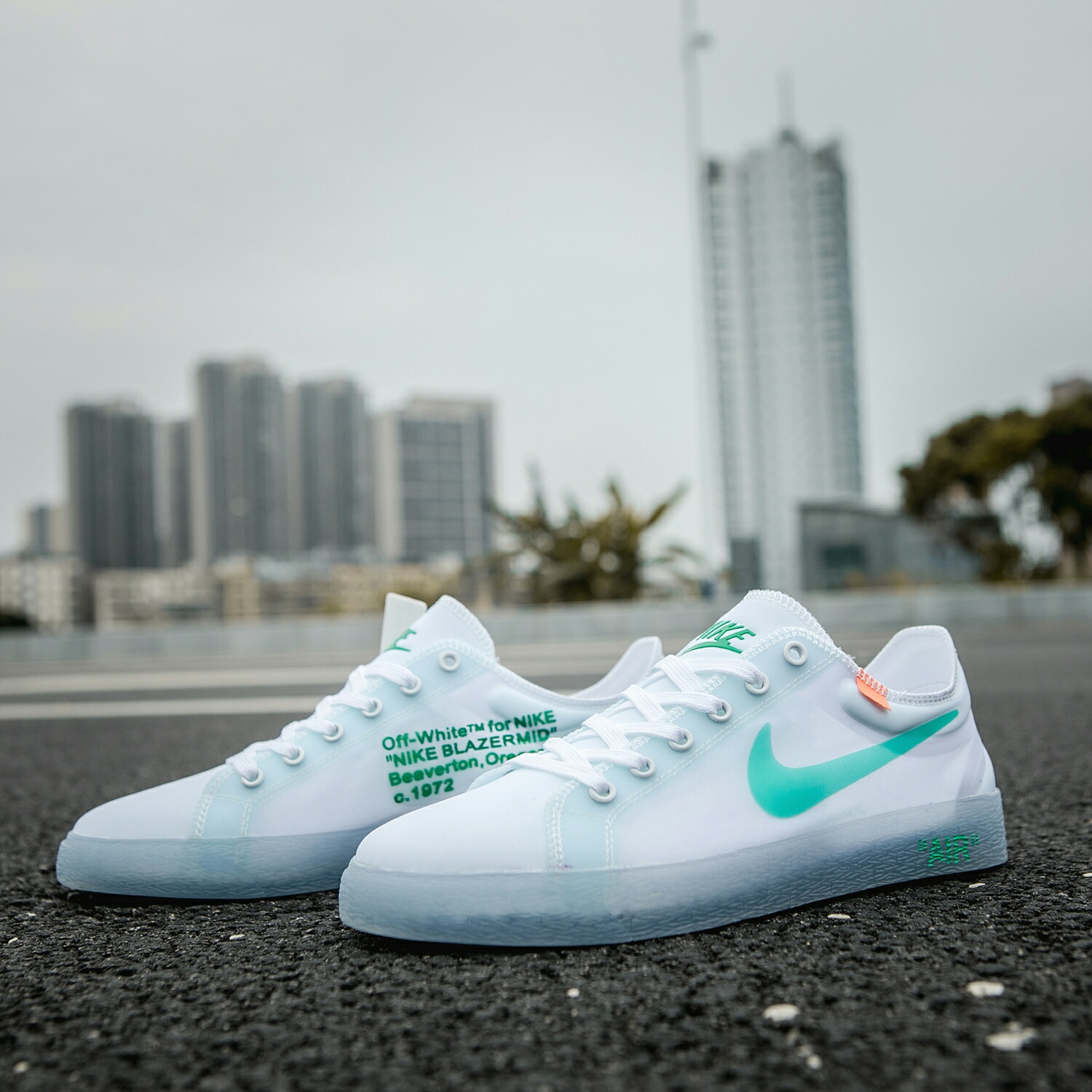 130 真标带半码 耐克OFF联名 NIKE BLAZER LOW 透气潮流透眀网纱 男女子情侣时尚百搭休闲板