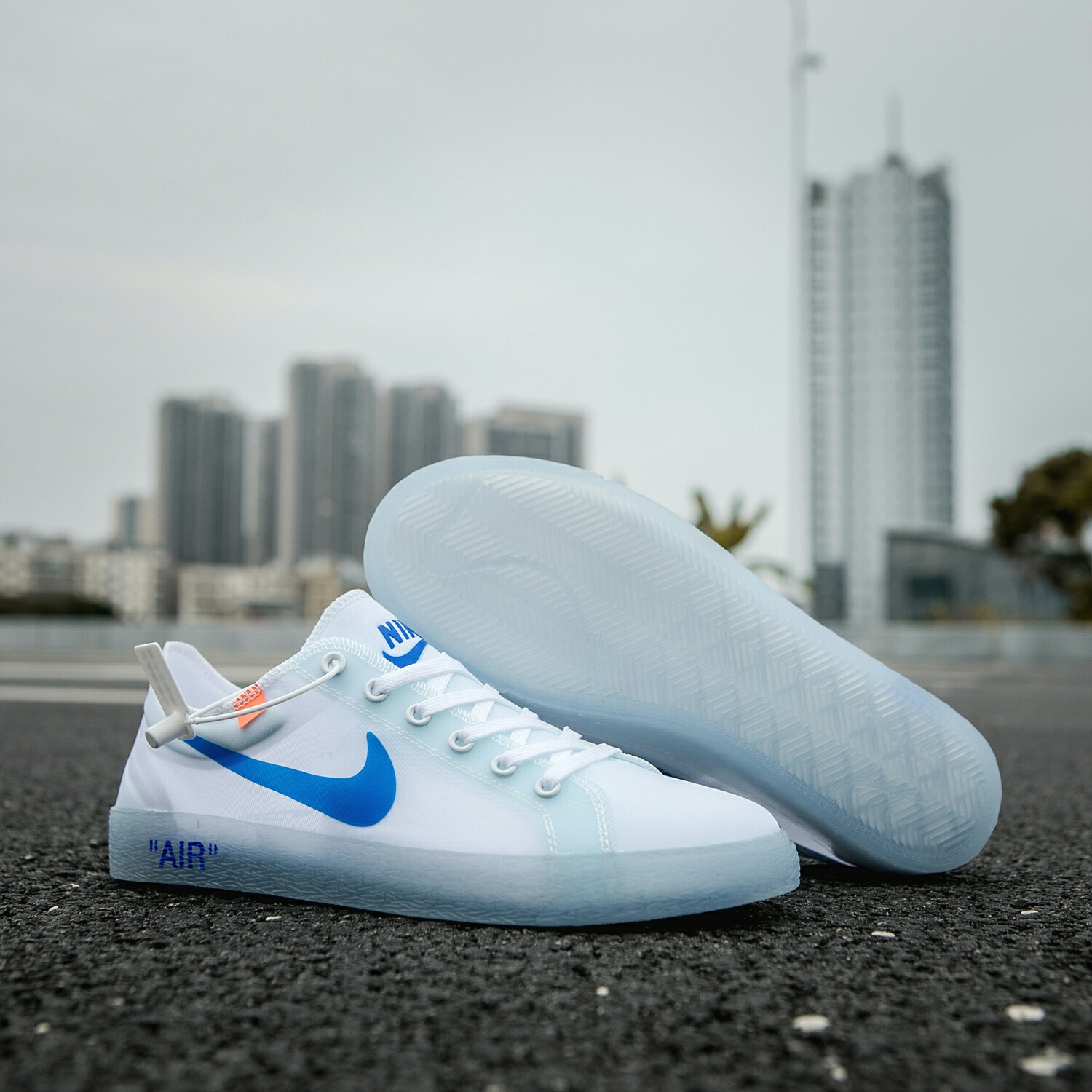 130 真标带半码 耐克OFF联名 NIKE BLAZER LOW 透气潮流透眀网纱 男女子情侣时尚百搭休闲板