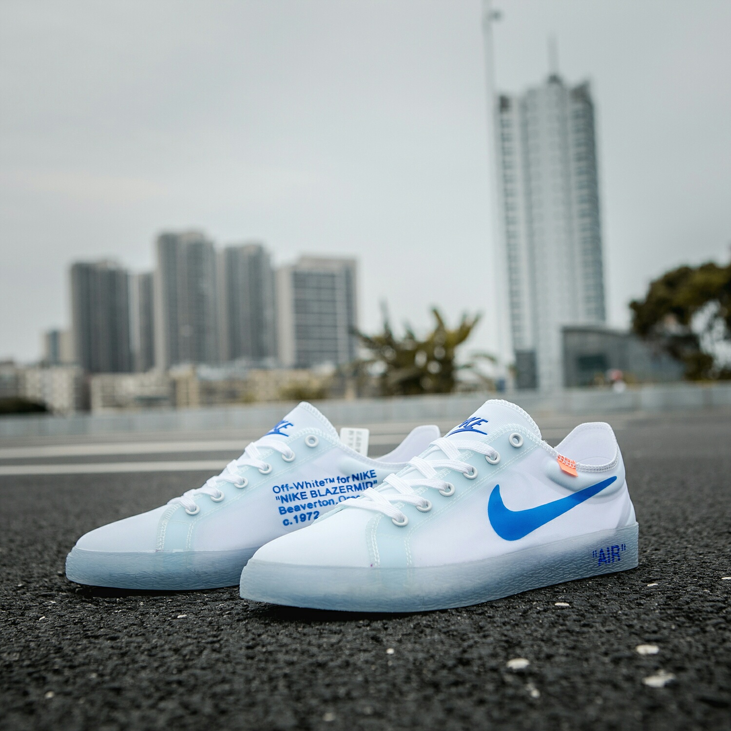 130 真标带半码 耐克OFF联名 NIKE BLAZER LOW 透气潮流透眀网纱 男女子情侣时尚百搭休闲板
