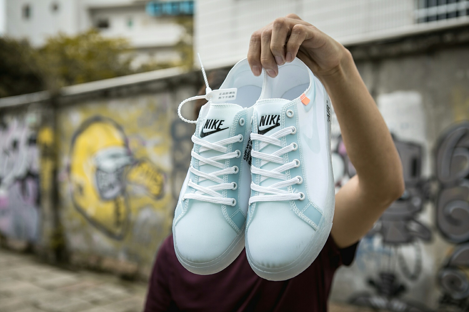 130 真标带半码 耐克OFF联名 NIKE BLAZER LOW 透气潮流透眀网纱 男女子情侣时尚百搭休闲板