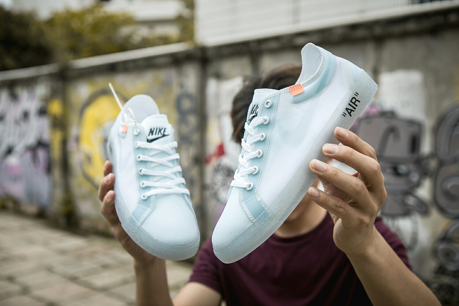 130 真标带半码 耐克OFF联名 NIKE BLAZER LOW 透气潮流透眀网纱 男女子情侣时尚百搭休闲板