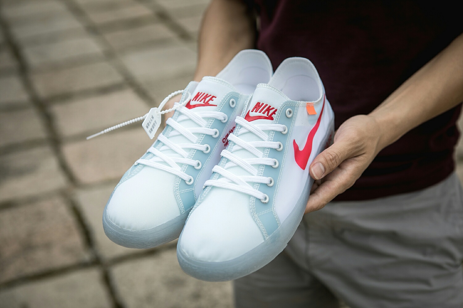 130 真标带半码 耐克OFF联名 NIKE BLAZER LOW 透气潮流透眀网纱 男女子情侣时尚百搭休闲板