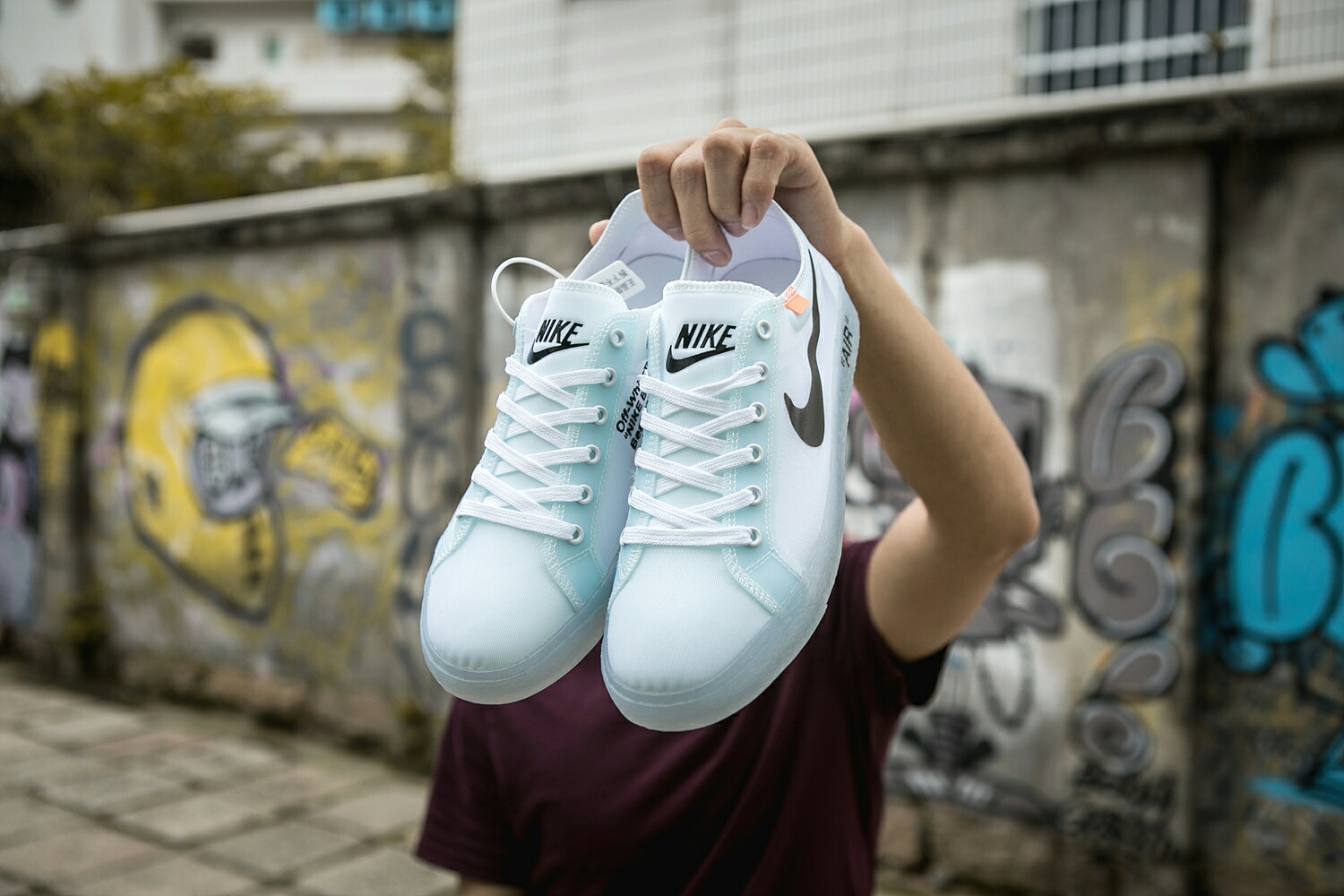 130 真标带半码 耐克OFF联名 NIKE BLAZER LOW 透气潮流透眀网纱 男女子情侣时尚百搭休闲板