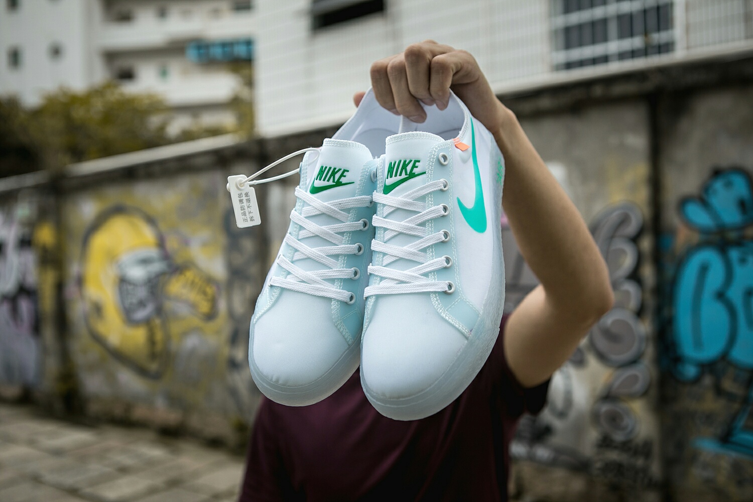 130 真标带半码 耐克OFF联名 NIKE BLAZER LOW 透气潮流透眀网纱 男女子情侣时尚百搭休闲板