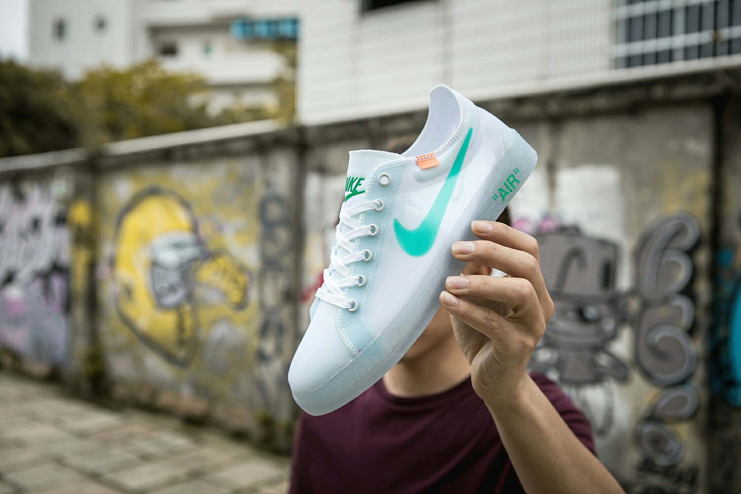130 真标带半码 耐克OFF联名 NIKE BLAZER LOW 透气潮流透眀网纱 男女子情侣时尚百搭休闲板