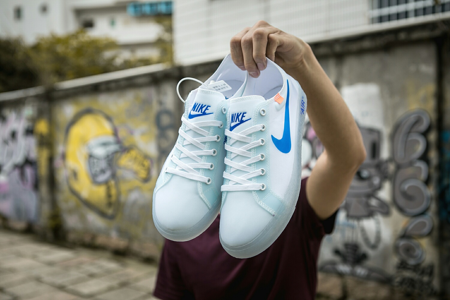 130 真标带半码 耐克OFF联名 NIKE BLAZER LOW 透气潮流透眀网纱 男女子情侣时尚百搭休闲板
