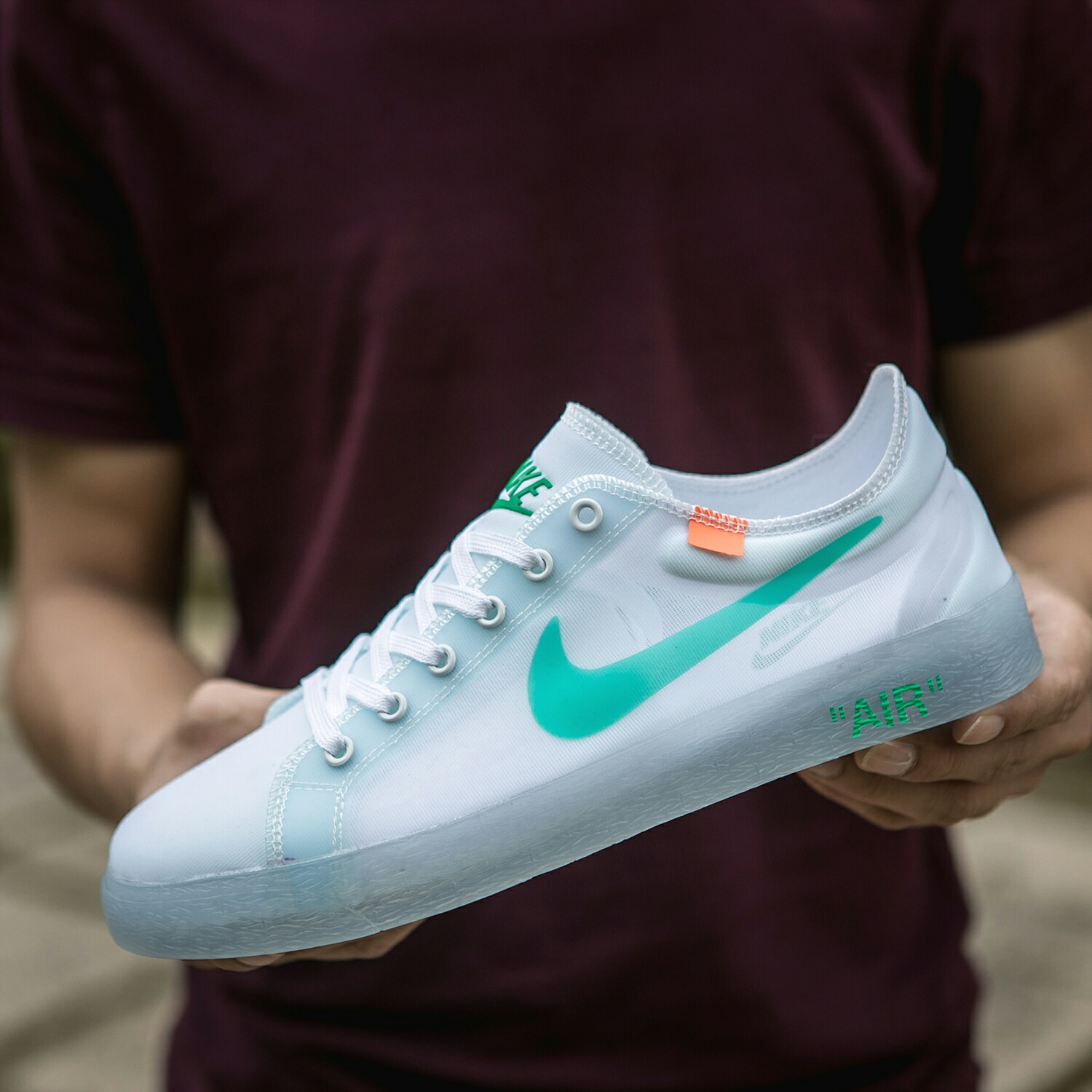 130 真标带半码 耐克OFF联名 NIKE BLAZER LOW 透气潮流透眀网纱 男女子情侣时尚百搭休闲板