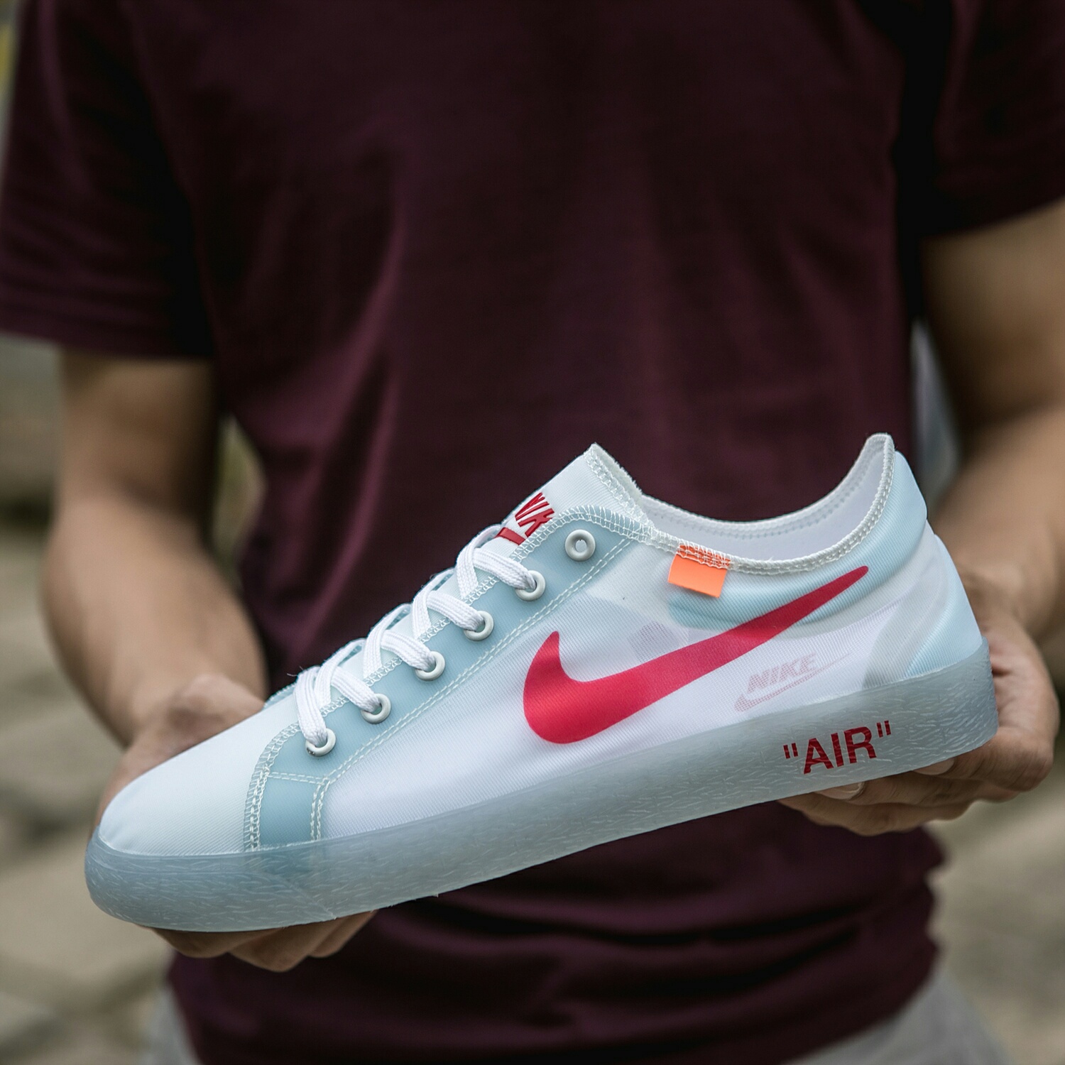 130 真标带半码 耐克OFF联名 NIKE BLAZER LOW 透气潮流透眀网纱 男女子情侣时尚百搭休闲板