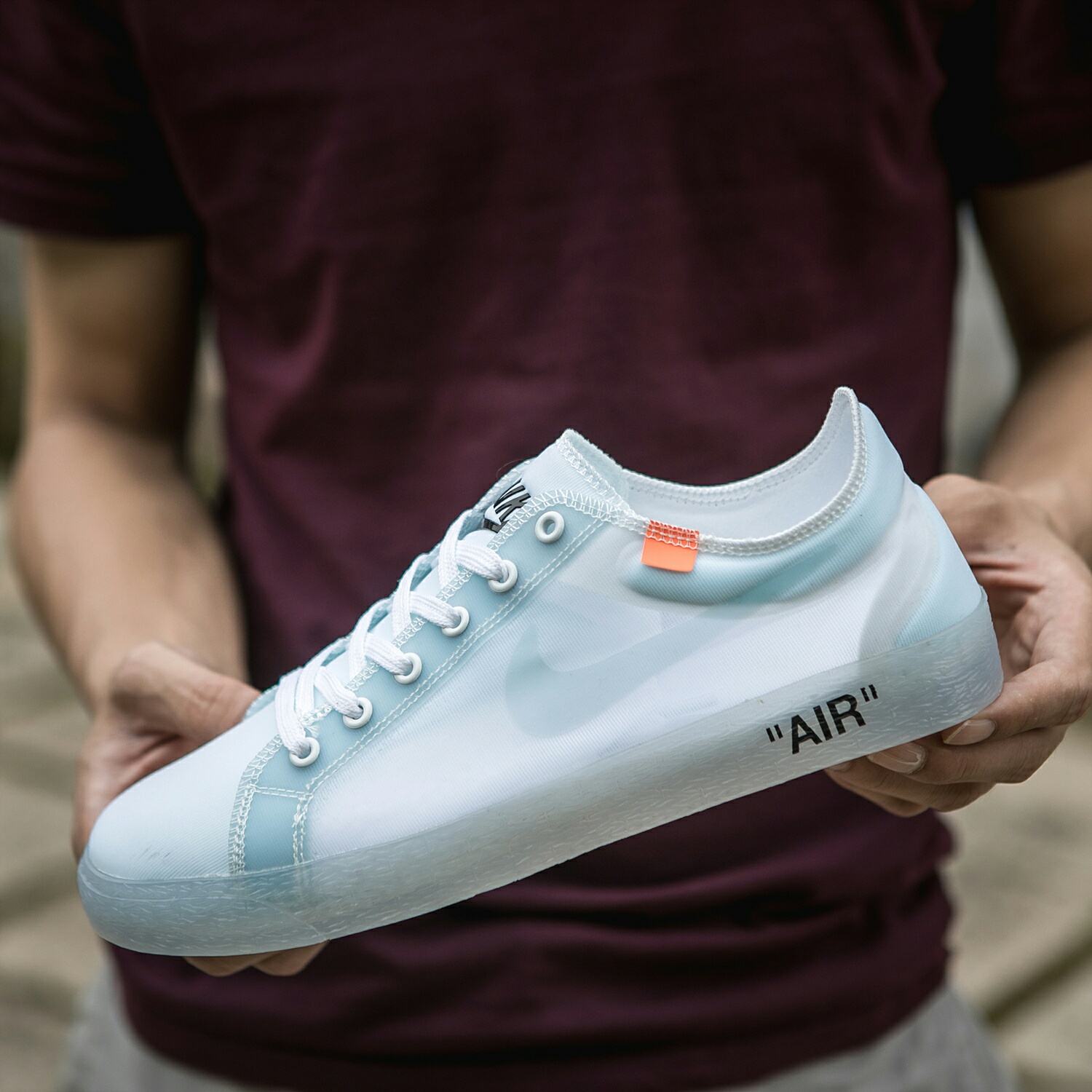 130 真标带半码 耐克OFF联名 NIKE BLAZER LOW 透气潮流透眀网纱 男女子情侣时尚百搭休闲板