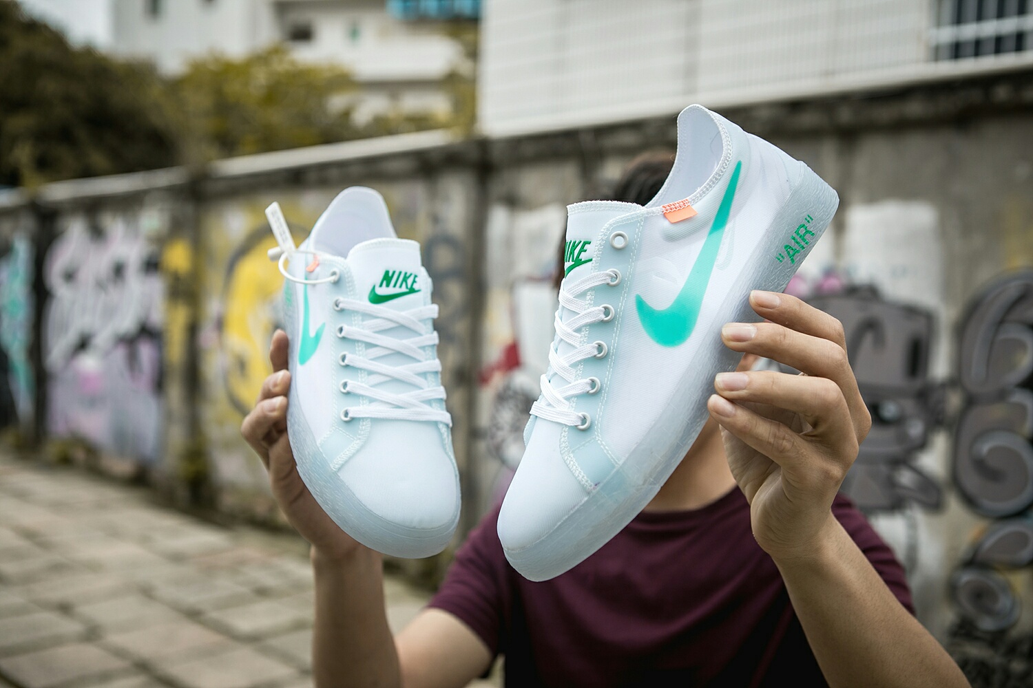 130 真标带半码 耐克OFF联名 NIKE BLAZER LOW 透气潮流透眀网纱 男女子情侣时尚百搭休闲板