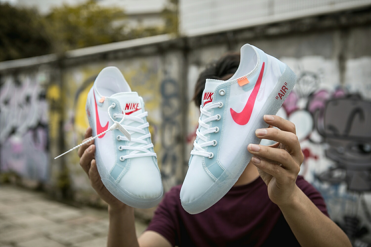 130 真标带半码 耐克OFF联名 NIKE BLAZER LOW 透气潮流透眀网纱 男女子情侣时尚百搭休闲板