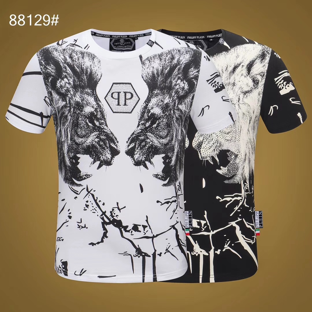 Philipp Plein Clothing T-Shirt Black White Men Spring/Summer Collection Short Sleeve