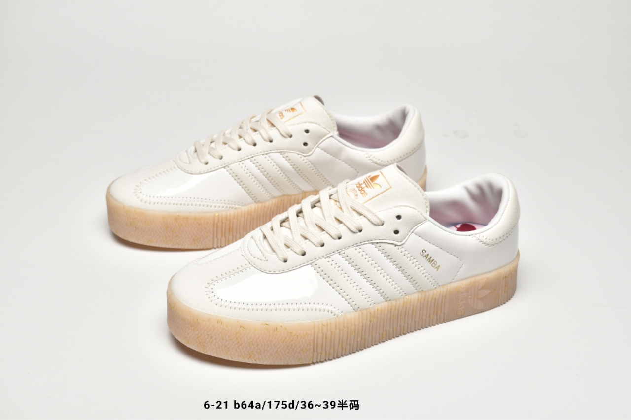 150   三叶草adidas Originals Samba Rose W桑巴系列松糕百搭经典板鞋“三杠透明底”EG1817