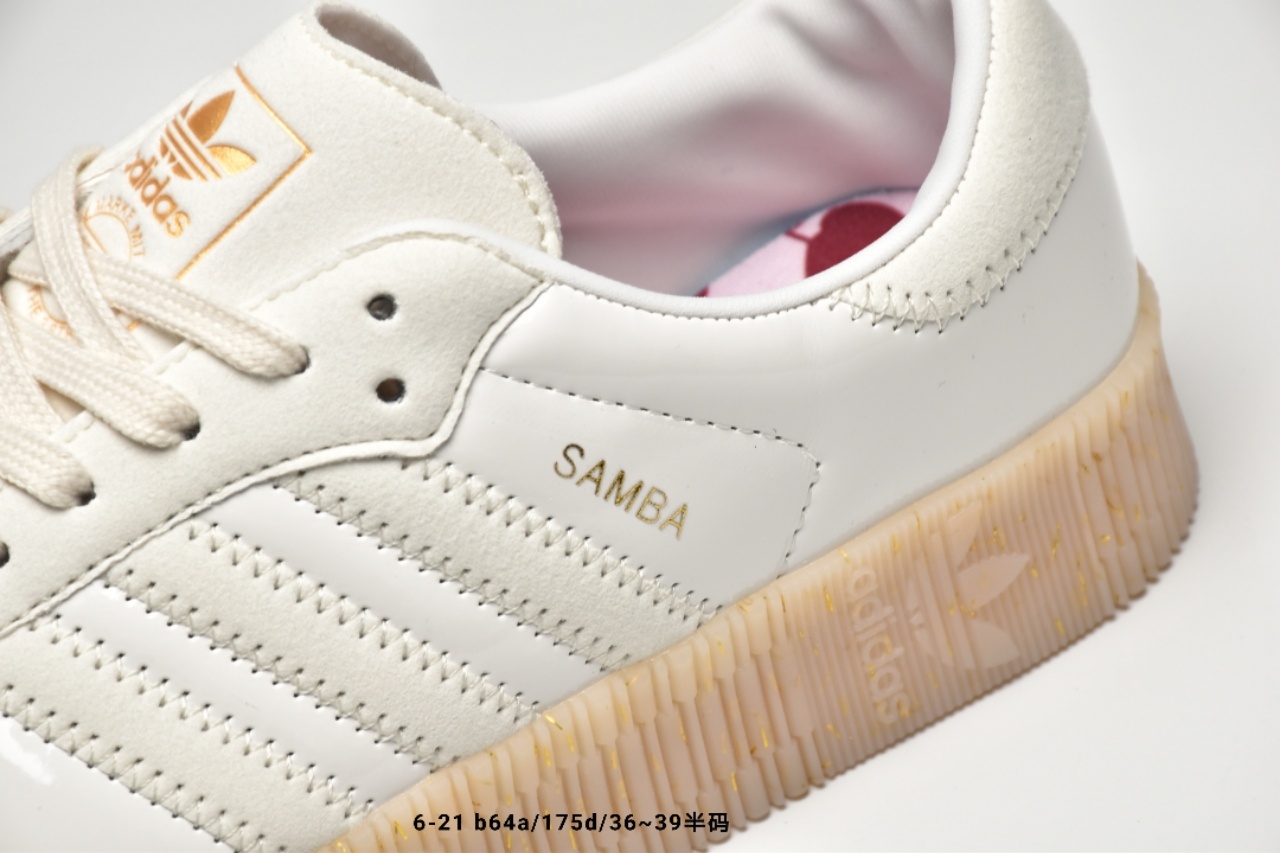 150   三叶草adidas Originals Samba Rose W桑巴系列松糕百搭经典板鞋“三杠透明底”EG1817