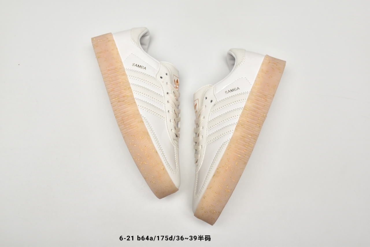 150   三叶草adidas Originals Samba Rose W桑巴系列松糕百搭经典板鞋“三杠透明底”EG1817