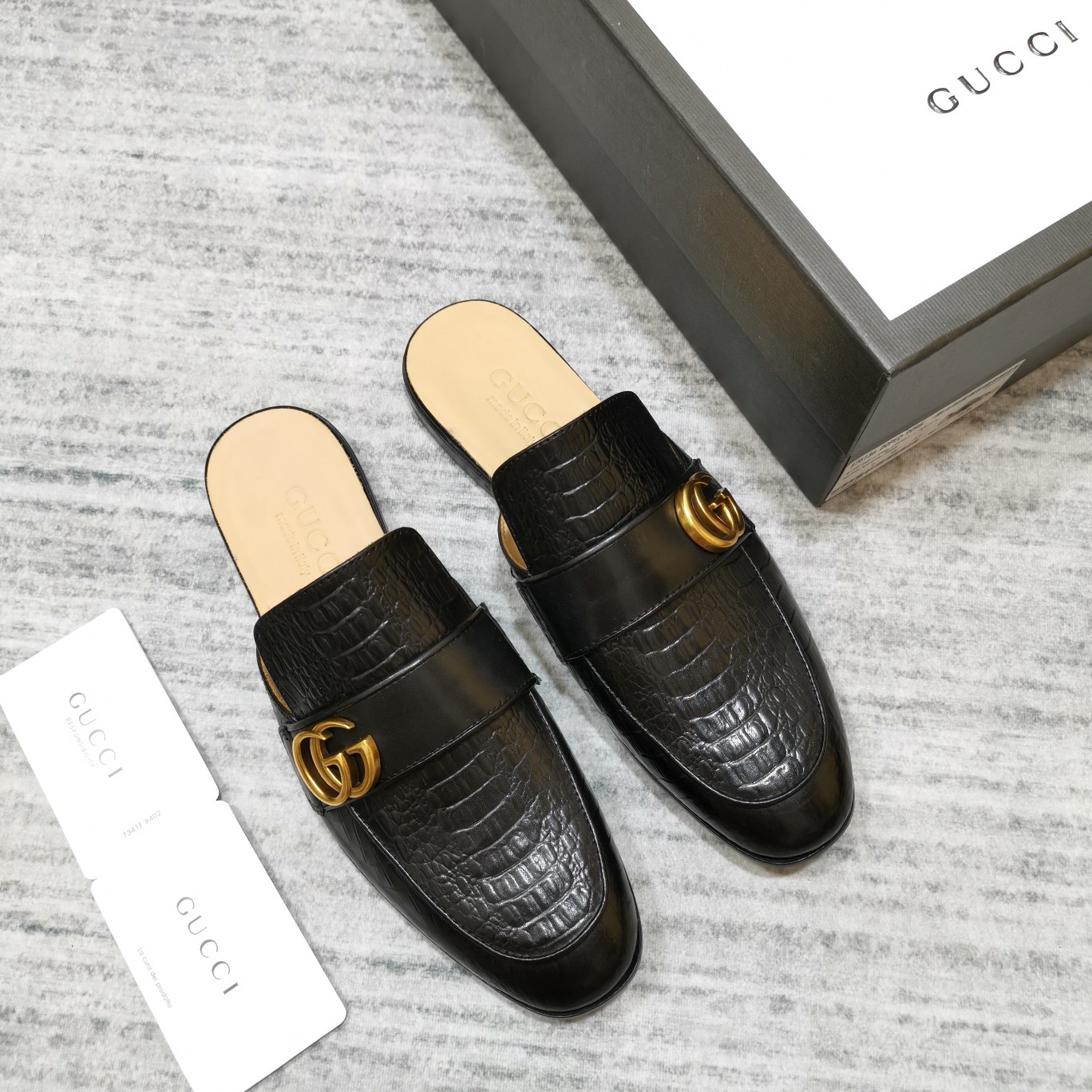 Gucci Zielony Czerwony Mężczyźni Skóra krowia Prawdziwa skóra