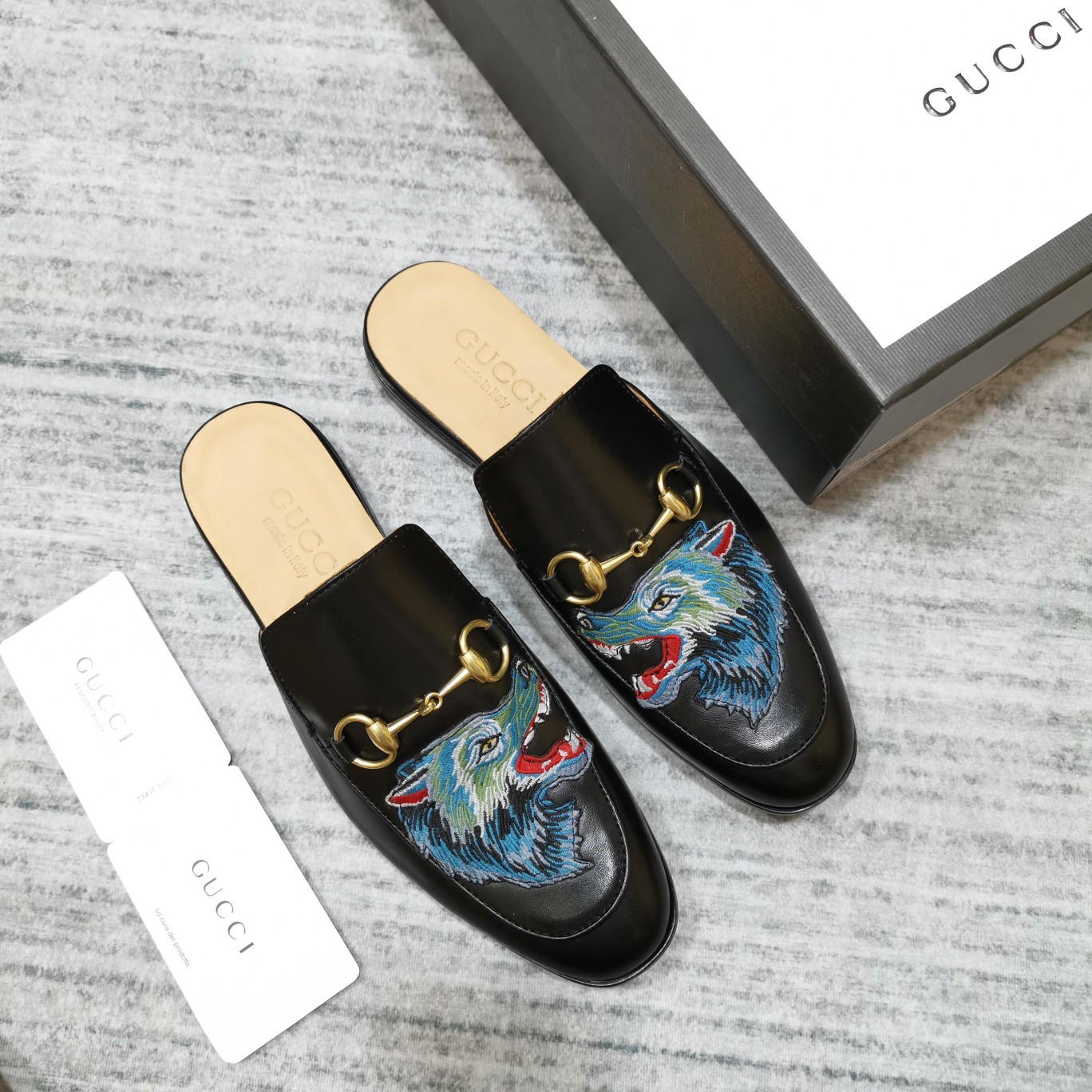 Gucci Hafty Mężczyźni Skóra krowia Prawdziwa skóra