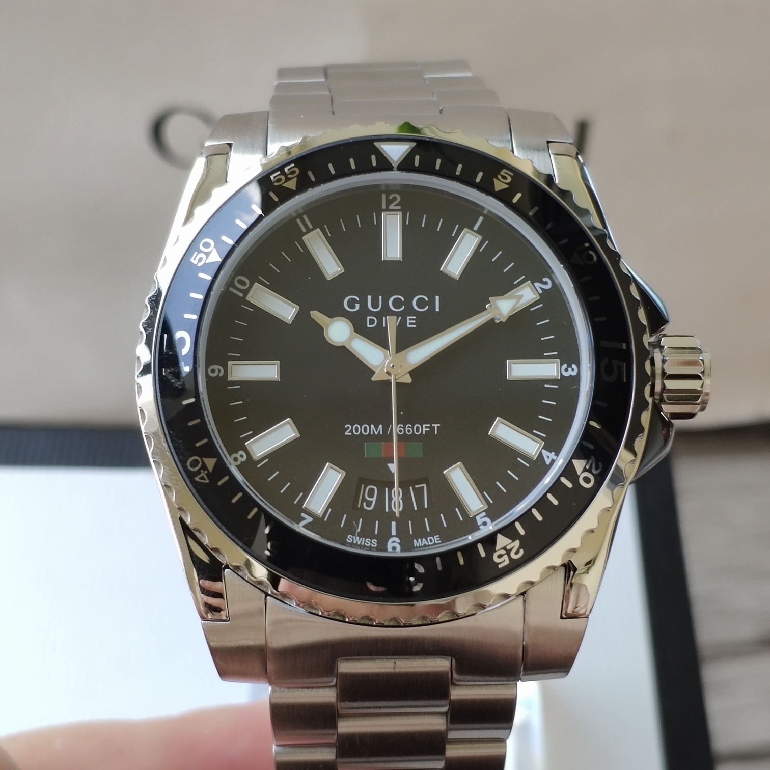 古驰GUCCl水鬼最新款，原单正品，蓝宝石玻璃，原装瑞士机芯，316L精钢，表径40mm！防水200m！支持验货！欢迎下单！