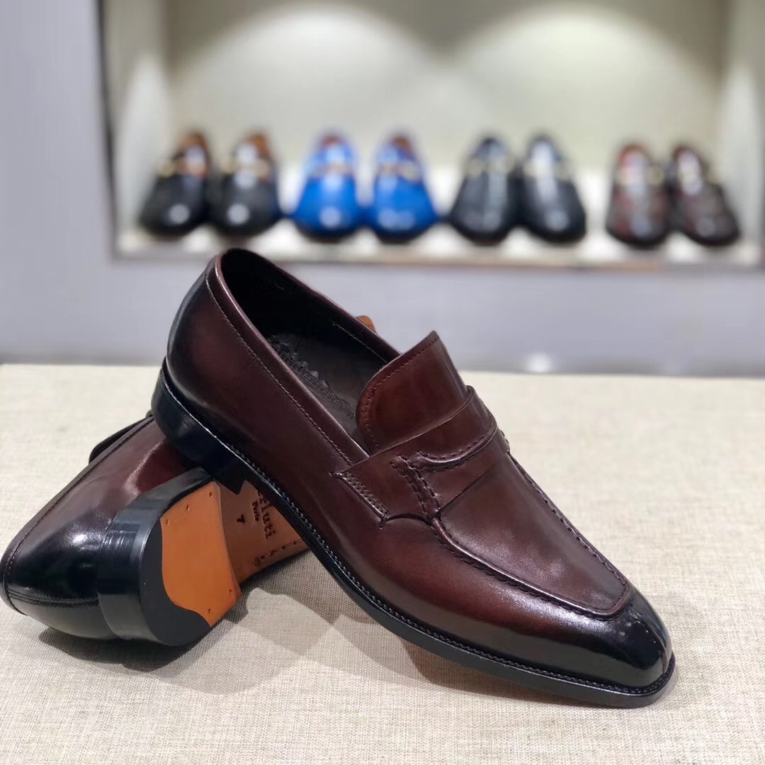 [Berluti] Piel de vacuno importada frotada y pintada a mano en boutique de alta gama#Suela exterior 