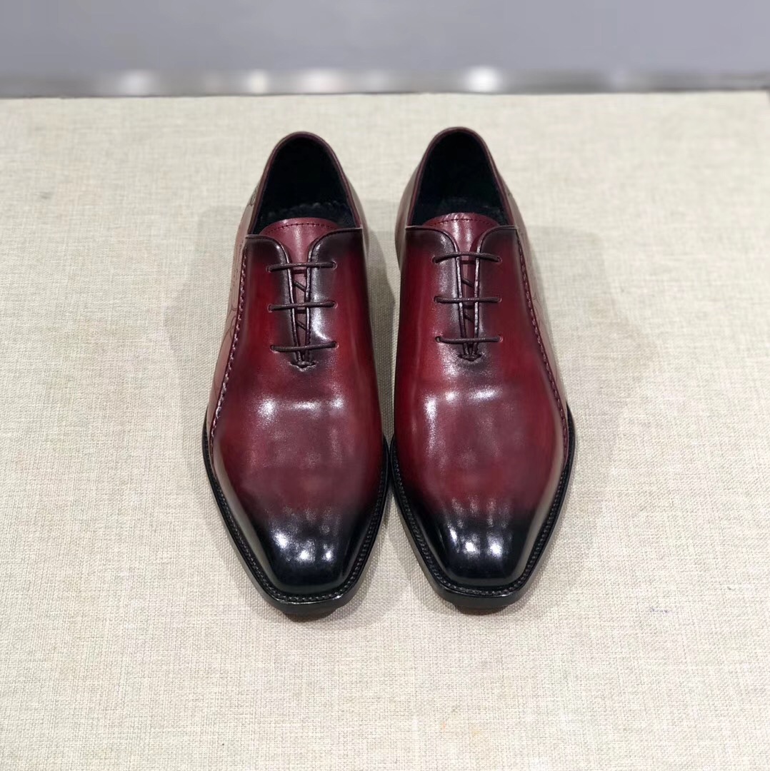 [Berluti] Boutique de alta gama color cepillado pintado a mano de cuero de vaca importado, suela de 