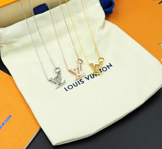 Louis Vuitton LV Initial Pendant Necklace, Non-Tarnish Stainless Steel Chain 1 Louis Vuitton LV Initial Pendant Necklace, Non-Tarnish Stainless Steel Chain