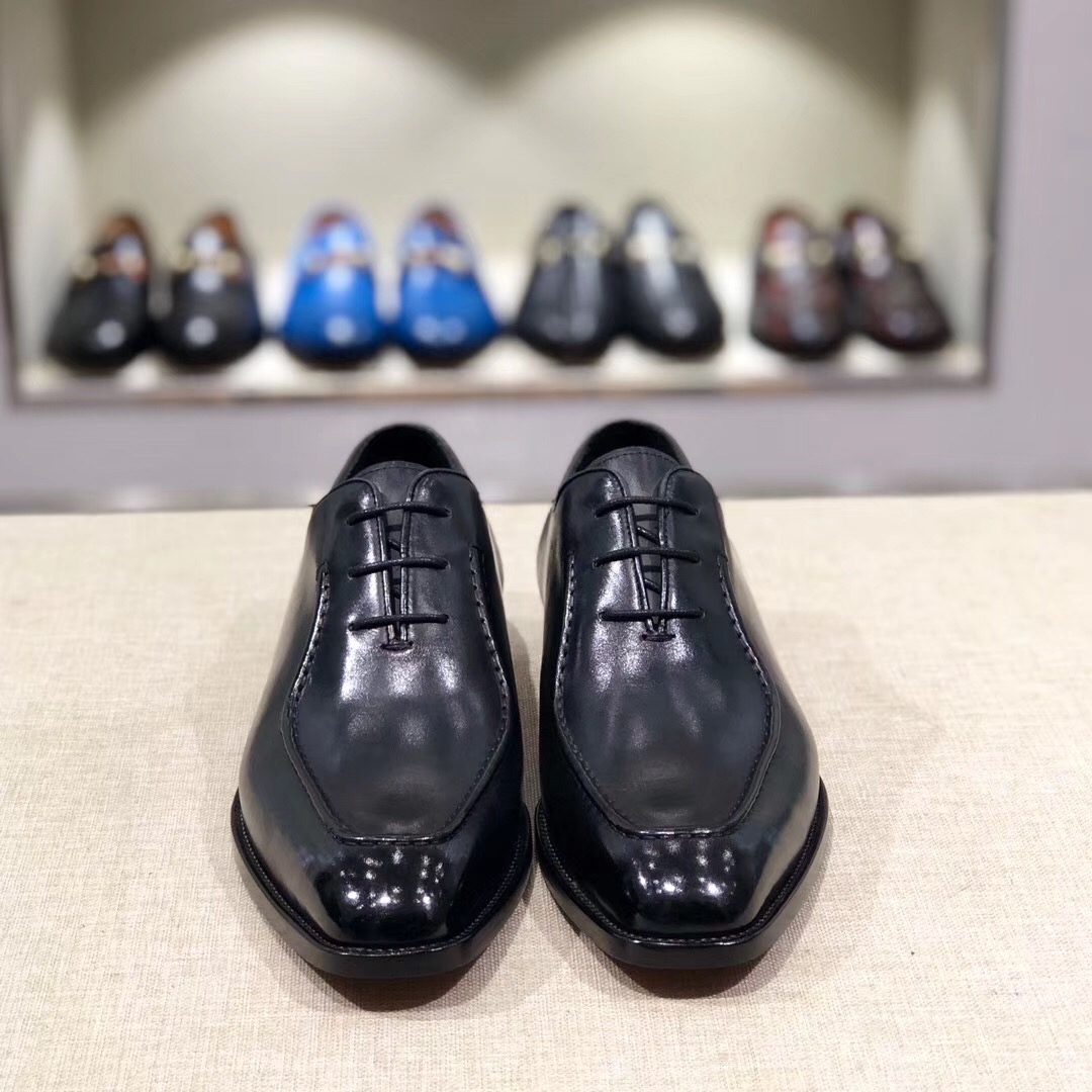 [Berluti] Boutique de alta gama Piel de vacuno importada cepillada y pintada a mano Suela de cuero i