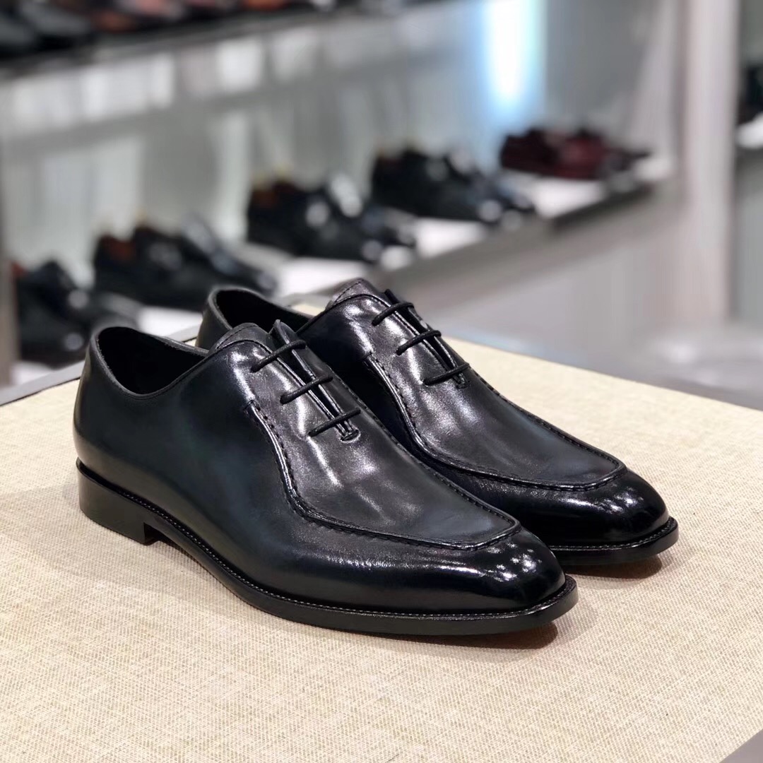 [Berluti] Boutique de alta gama Piel de vacuno importada cepillada y pintada a mano Suela de cuero i
