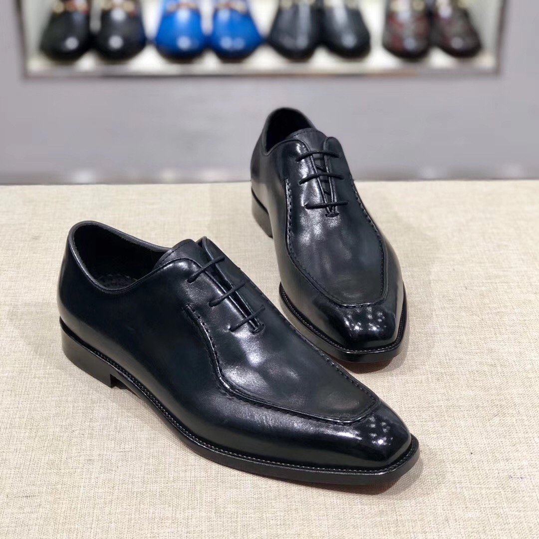 [Berluti] Boutique de alta gama Piel de vacuno importada cepillada y pintada a mano Suela de cuero i