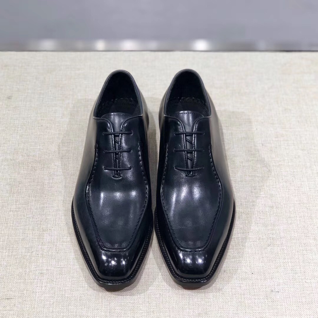[Berluti] Boutique de alta gama Piel de vacuno importada cepillada y pintada a mano Suela de cuero i