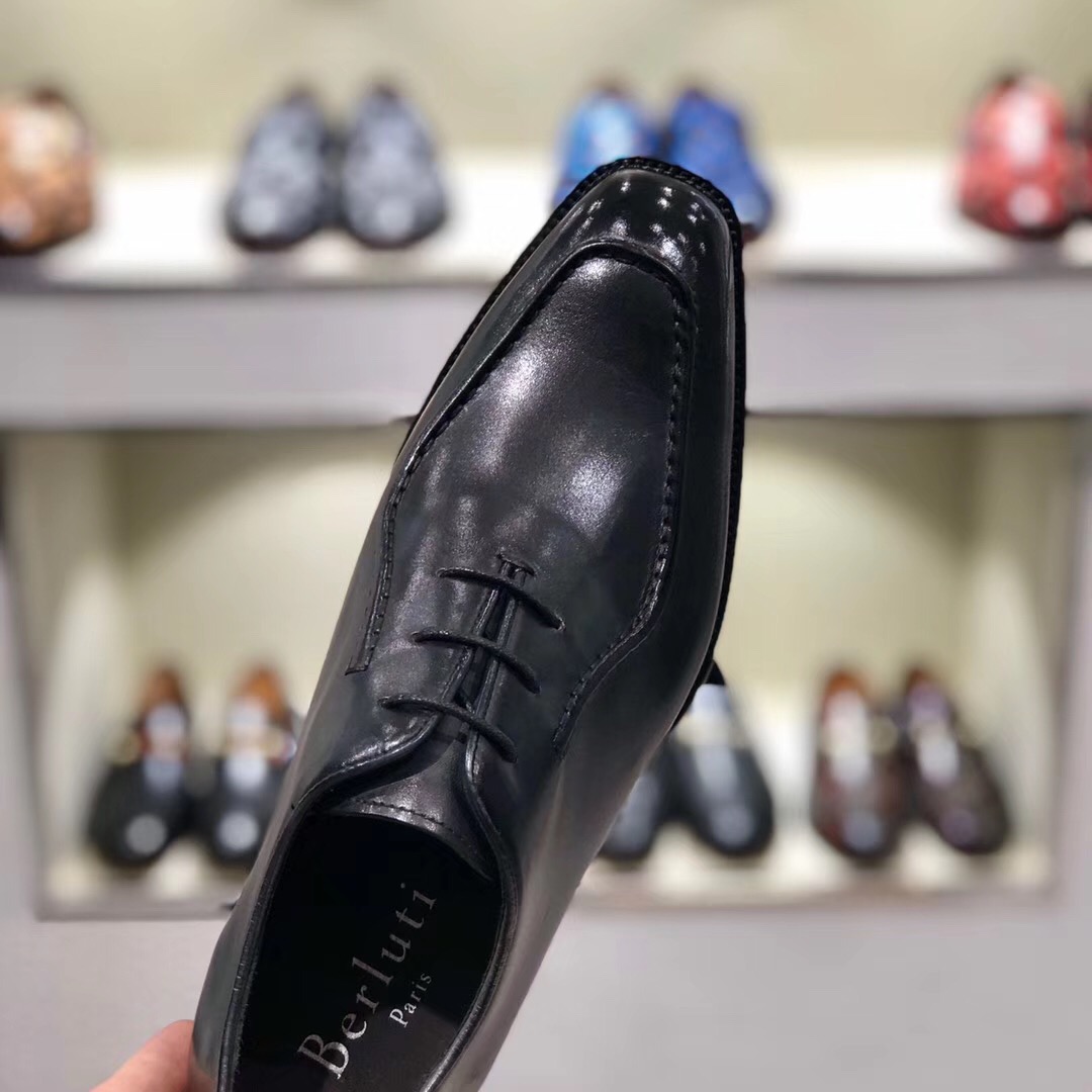 [Berluti] Boutique de alta gama Piel de vacuno importada cepillada y pintada a mano Suela de cuero i