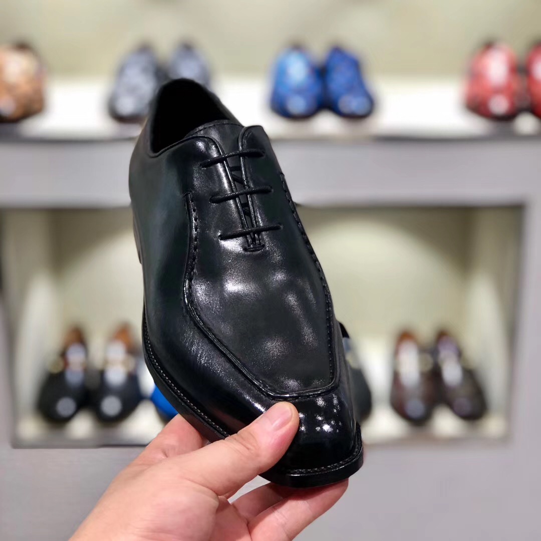 [Berluti] Boutique de alta gama Piel de vacuno importada cepillada y pintada a mano Suela de cuero i