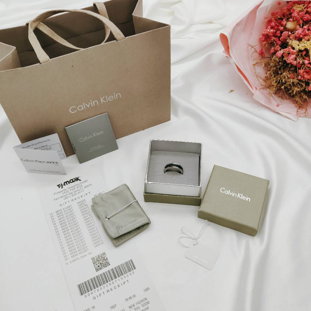 上新45 代购品质!calvin klein ck中性风素戒情侣款戒指对