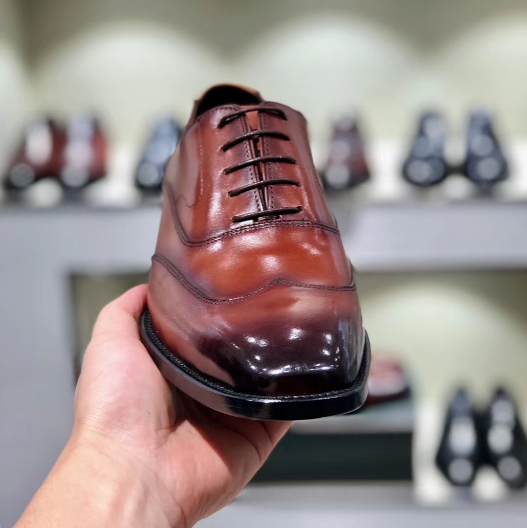 [Berluti] Boutique de alta gama color frotando pintado a mano de cuero de vaca importado italiano or