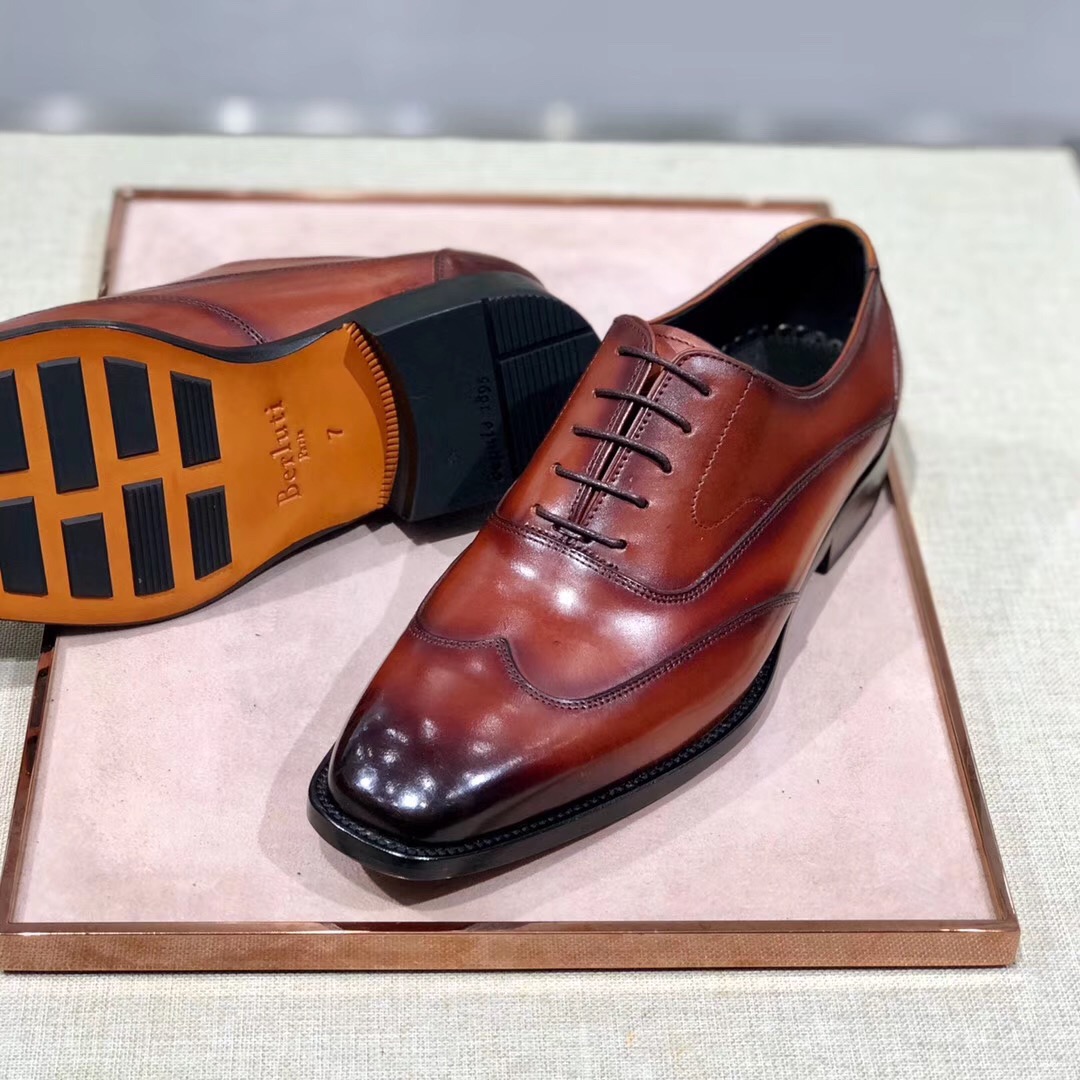 [Berluti] Boutique de alta gama color frotando pintado a mano de cuero de vaca importado italiano or