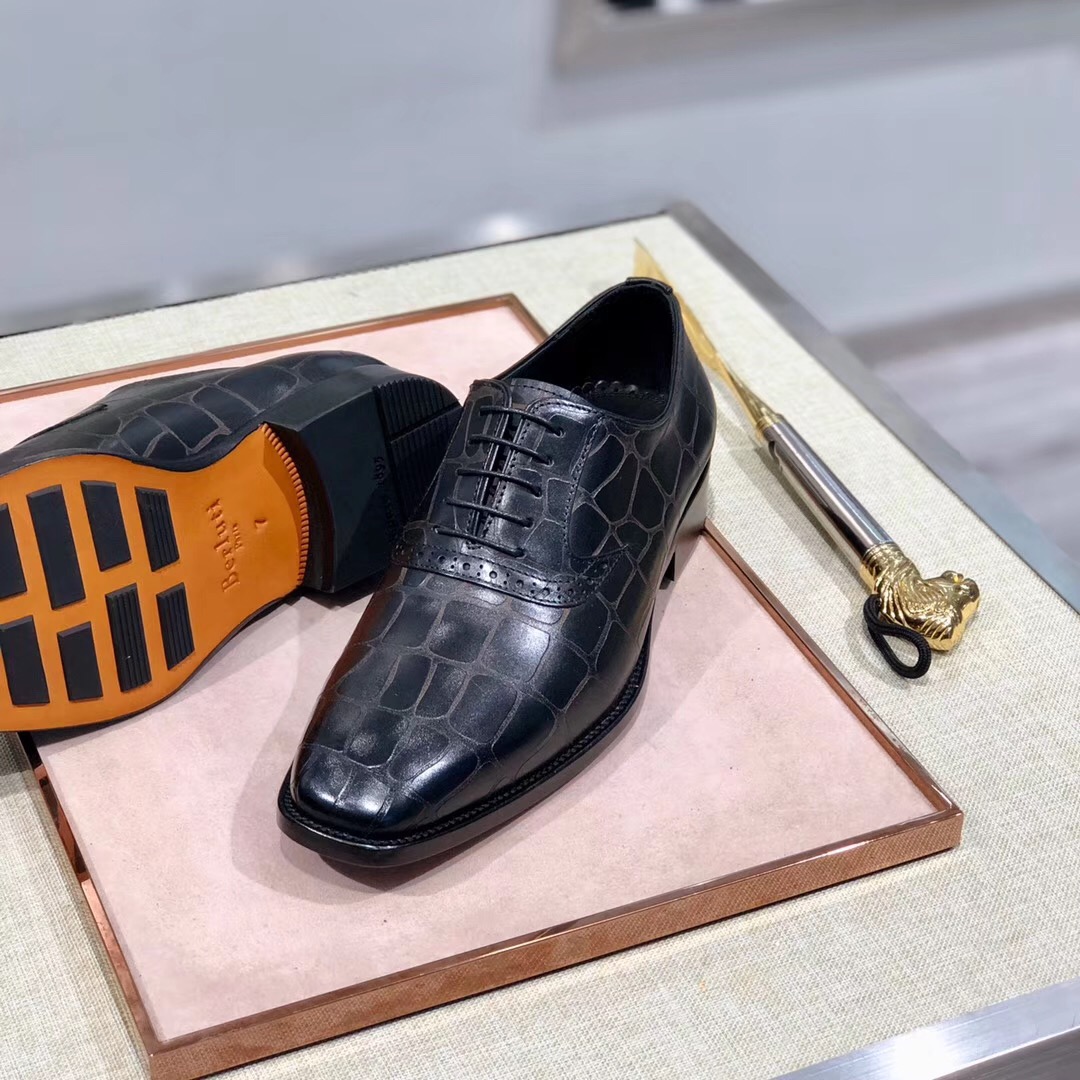[Berluti] Boutique de alta gama color cepillado pintado a mano de piel de vacuno importado/estampado