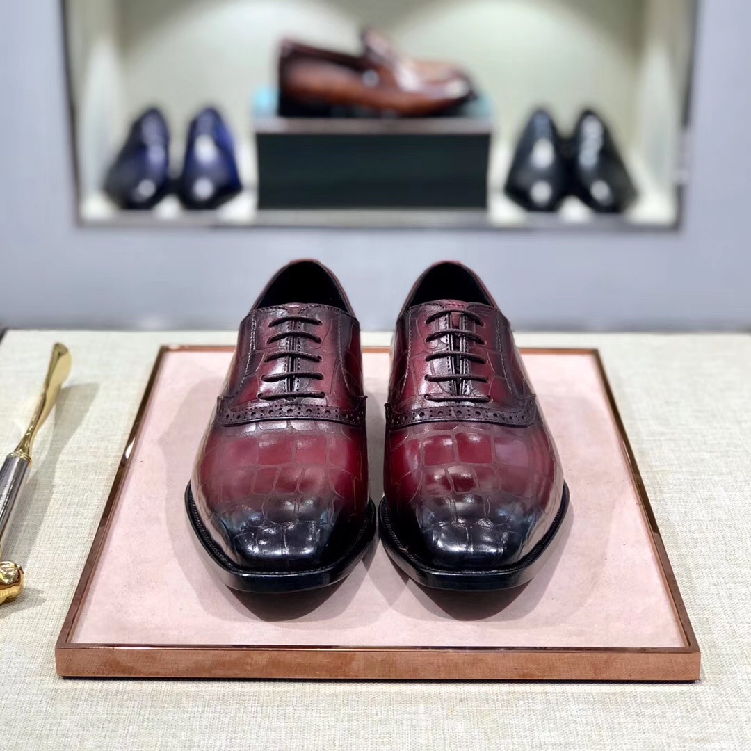 [Berluti] Boutique de alta gama color frotado piel de vacuno importada pintada a mano/estampado en r