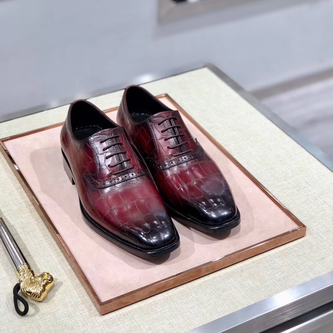 [Berluti] Boutique de alta gama color frotado piel de vacuno importada pintada a mano/estampado en r