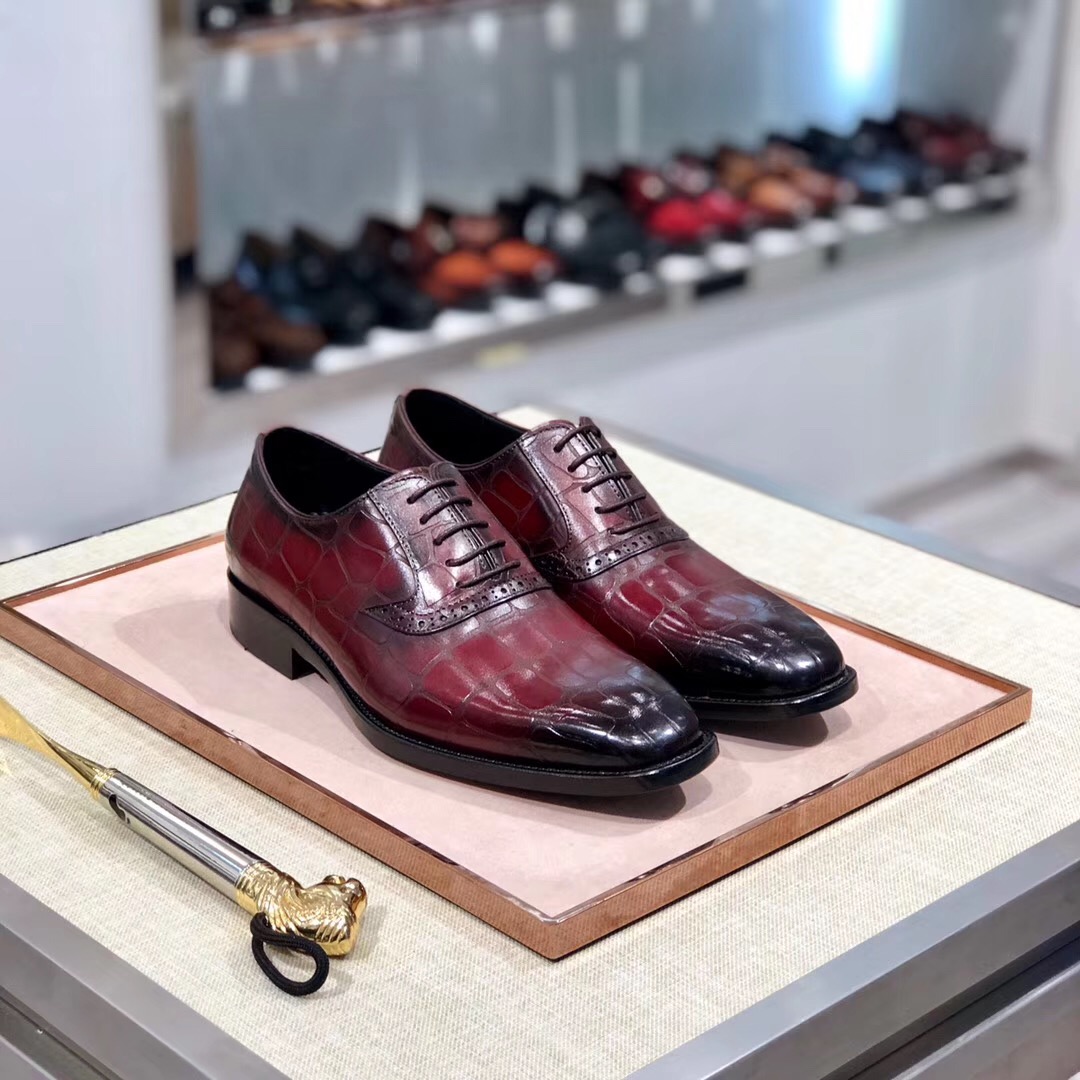 [Berluti] Boutique de alta gama color frotado piel de vacuno importada pintada a mano/estampado en r