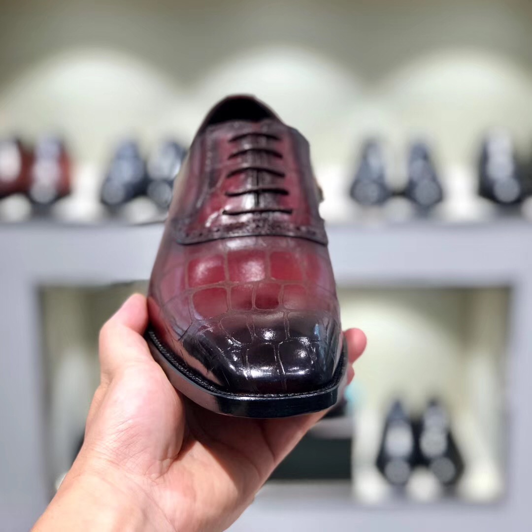 [Berluti] Boutique de alta gama color frotado piel de vacuno importada pintada a mano/estampado en r