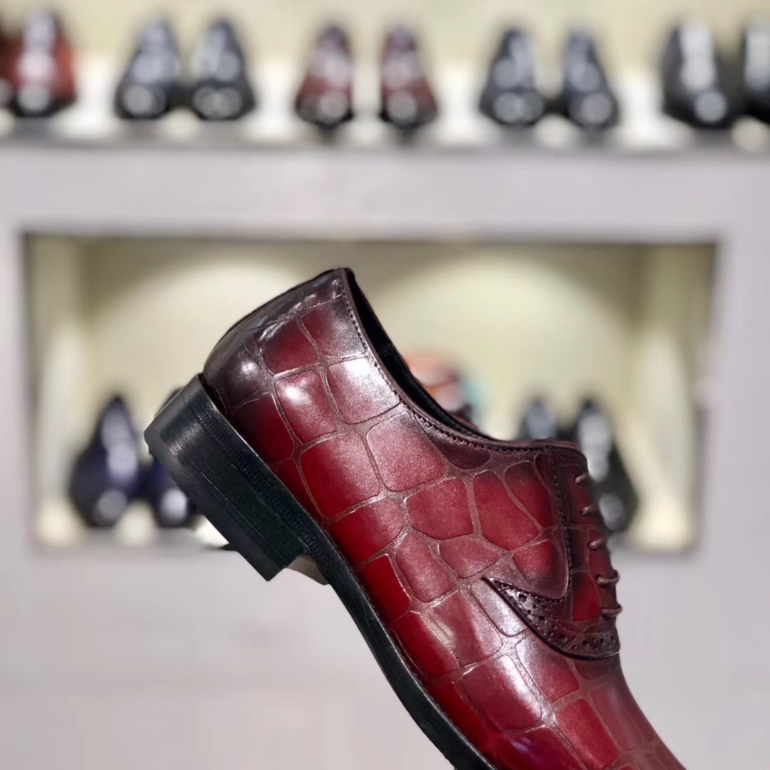[Berluti] Boutique de alta gama color frotado piel de vacuno importada pintada a mano/estampado en r