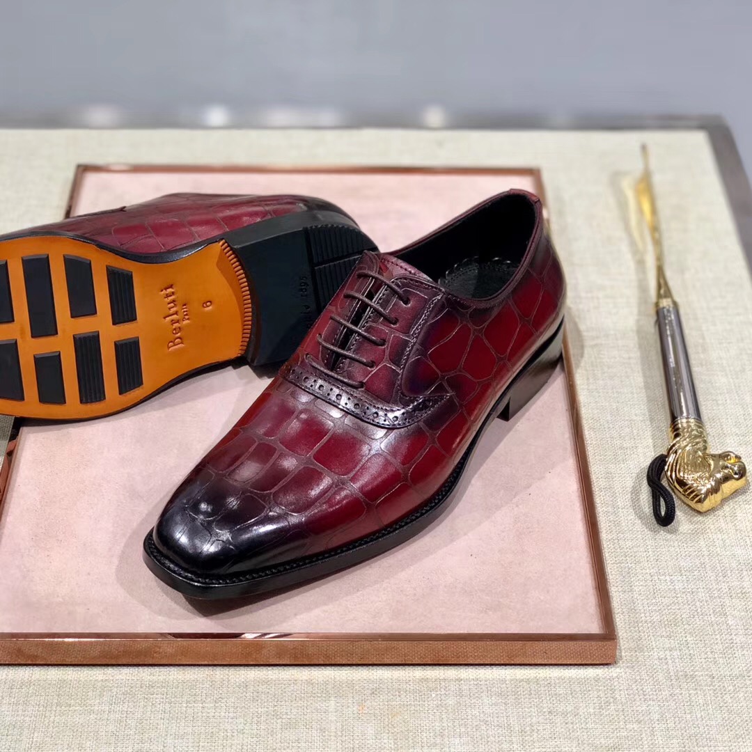 [Berluti] Boutique de alta gama color frotado piel de vacuno importada pintada a mano/estampado en r