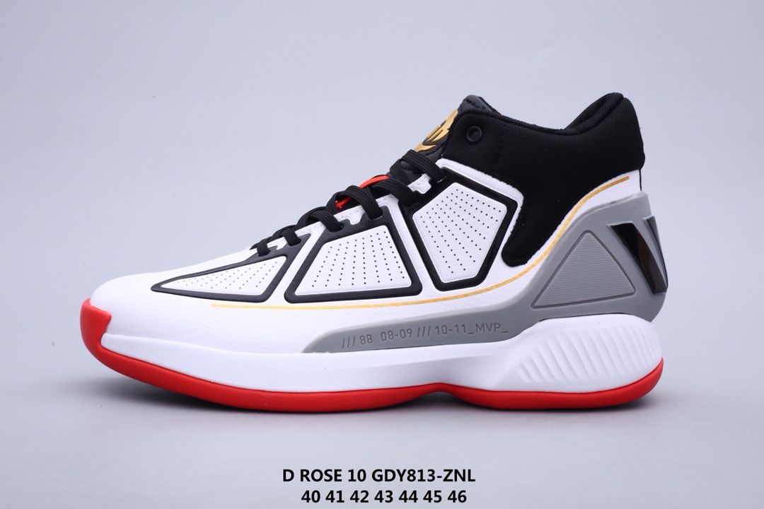 adidas d rose 10 罗斯10代 鞋面选用常规的皮革搭配织物打造