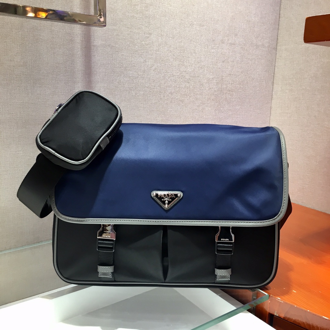 PRADA普拉达进口尼龙翻盖肩背包2VD768B