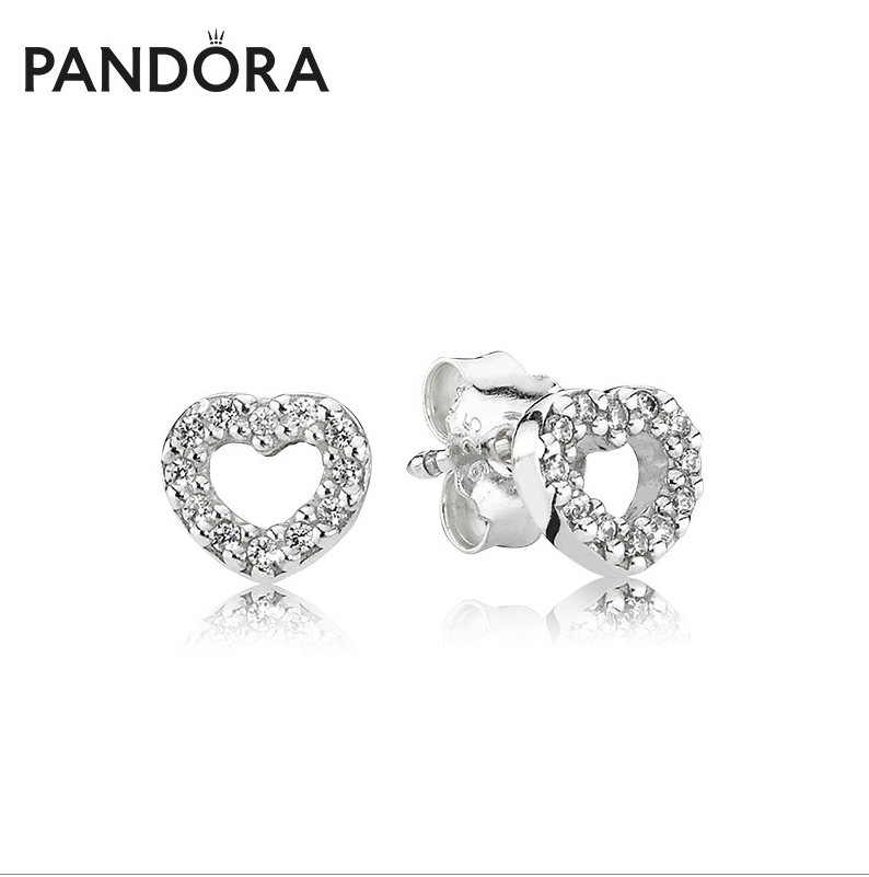 NO:103551,PANDORA Pandora won the heart 925 silver earrings 290528CZ fashion elegant temperament heart-shaped earrings for women, Pandora earrings, earrings19860909PANDORA潘多拉赢得芳心925银耳钉290528CZ时尚优雅气质心形耳环女,潘多拉耳钉,earrings,Jewelry