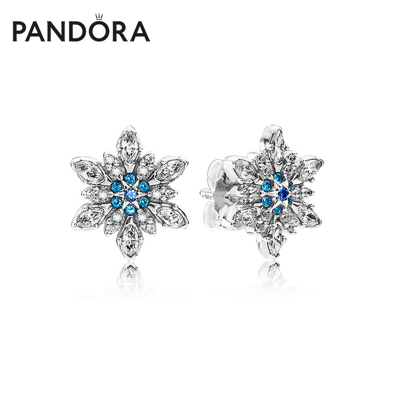 NO:103535,PANDORA Pandora Crystal Snowflakes 925 Silver Earrings 290590NBLMX Fashion New Temperature Earrings Women, Pandora Earrings, Earrings19860909PANDORA潘多拉晶莹雪花925银耳钉290590NBLMX时尚新款气质耳环女,潘多拉耳钉,earrings,Jewelry