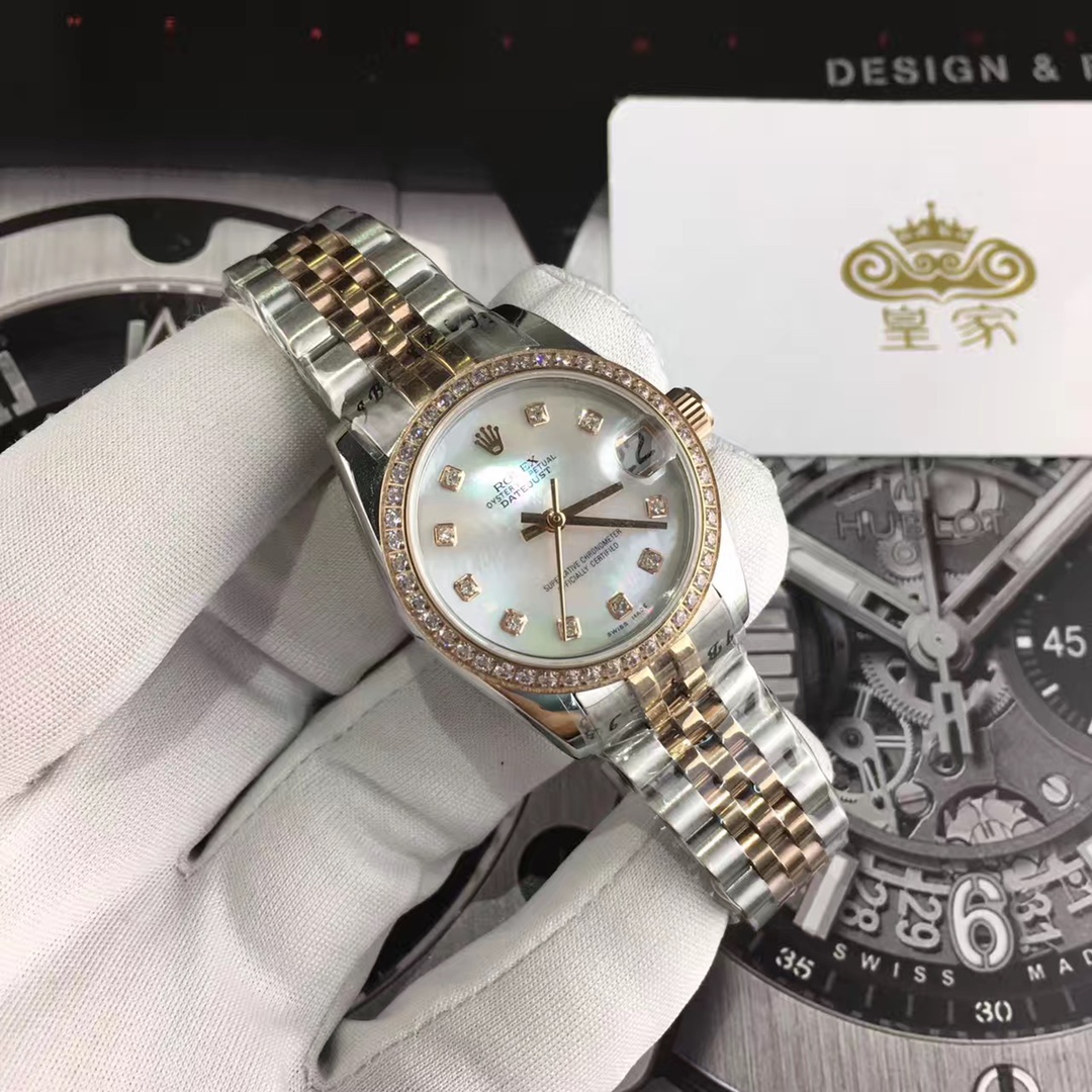 Rolex 皇家 劳力士日志系列女款贝壳面女款镶钻腕表