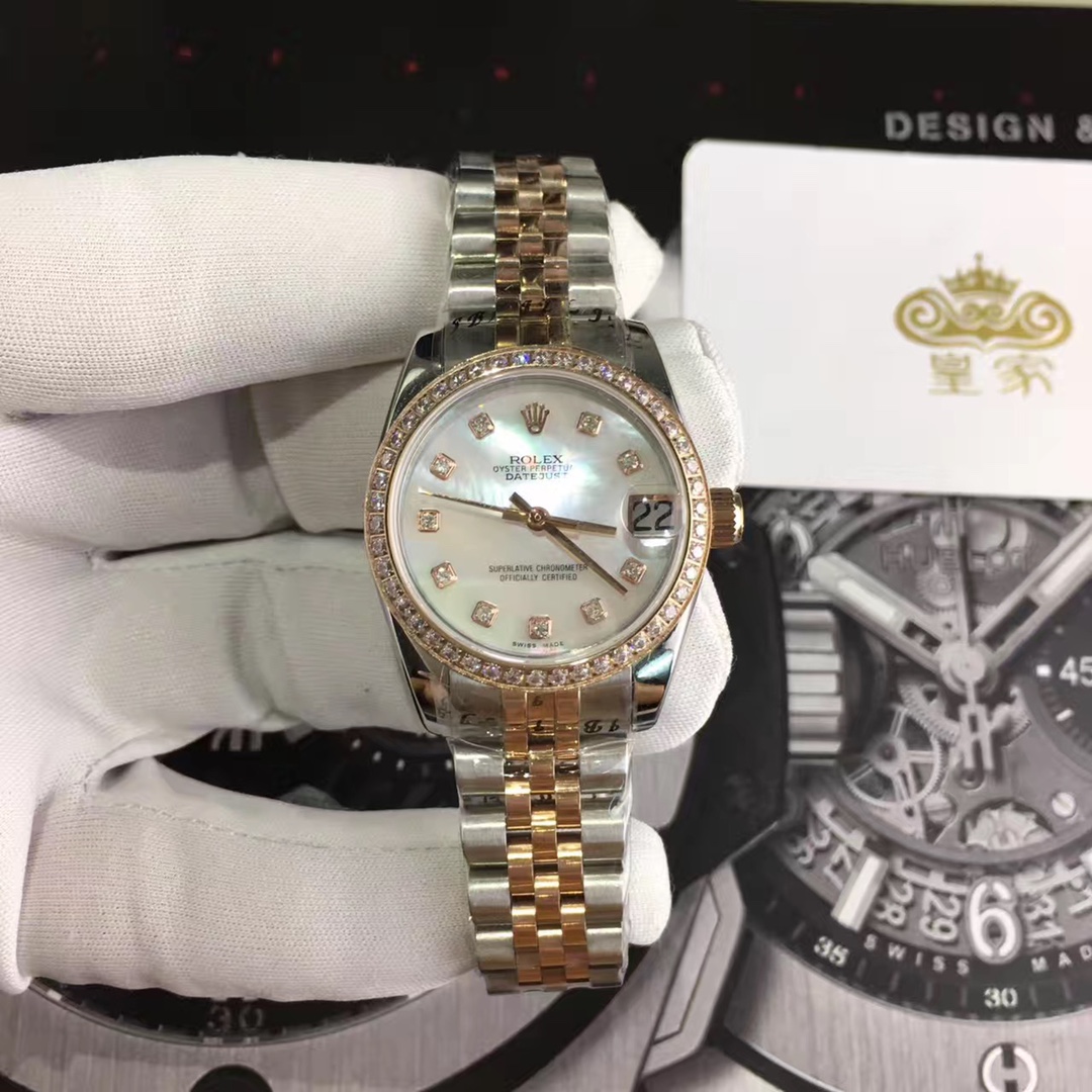 Rolex 皇家 劳力士日志系列女款贝壳面女款镶钻腕表