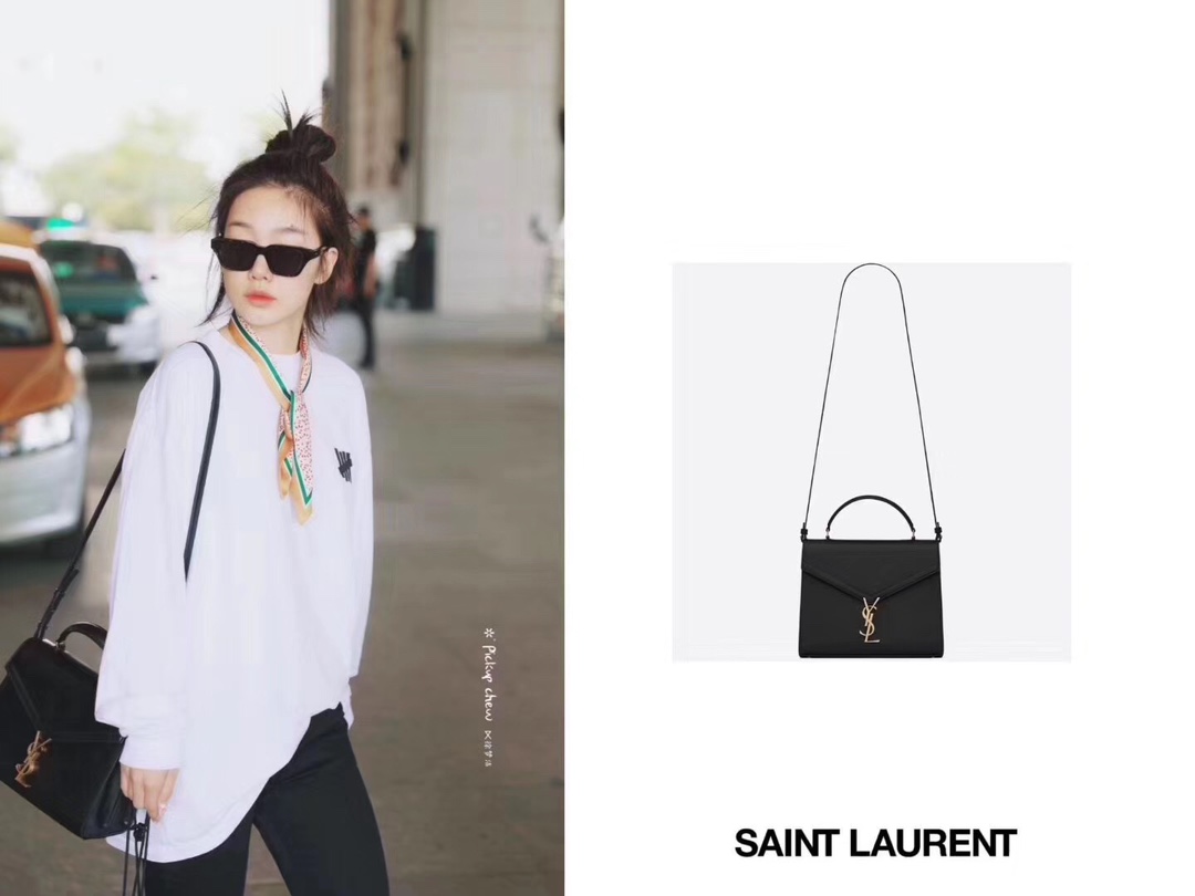 Saint Laurent Ysl CASSANDRA鱼子酱纹手拎包 578000黑色