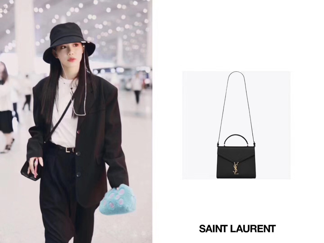 Saint Laurent Ysl CASSANDRA鱼子酱纹手拎包 578000黑色