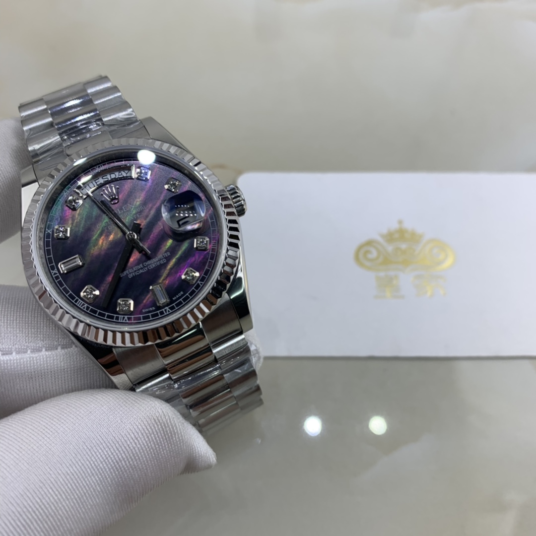 Rolex 皇家 劳力士日志系列星期日历型118239黑贝母盘镶钻女款腕表